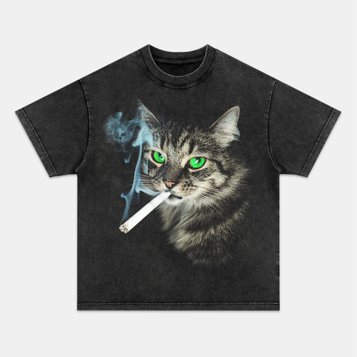 Retro Street Style Cyber Cat Vintage Graphic Tee — product image 1
