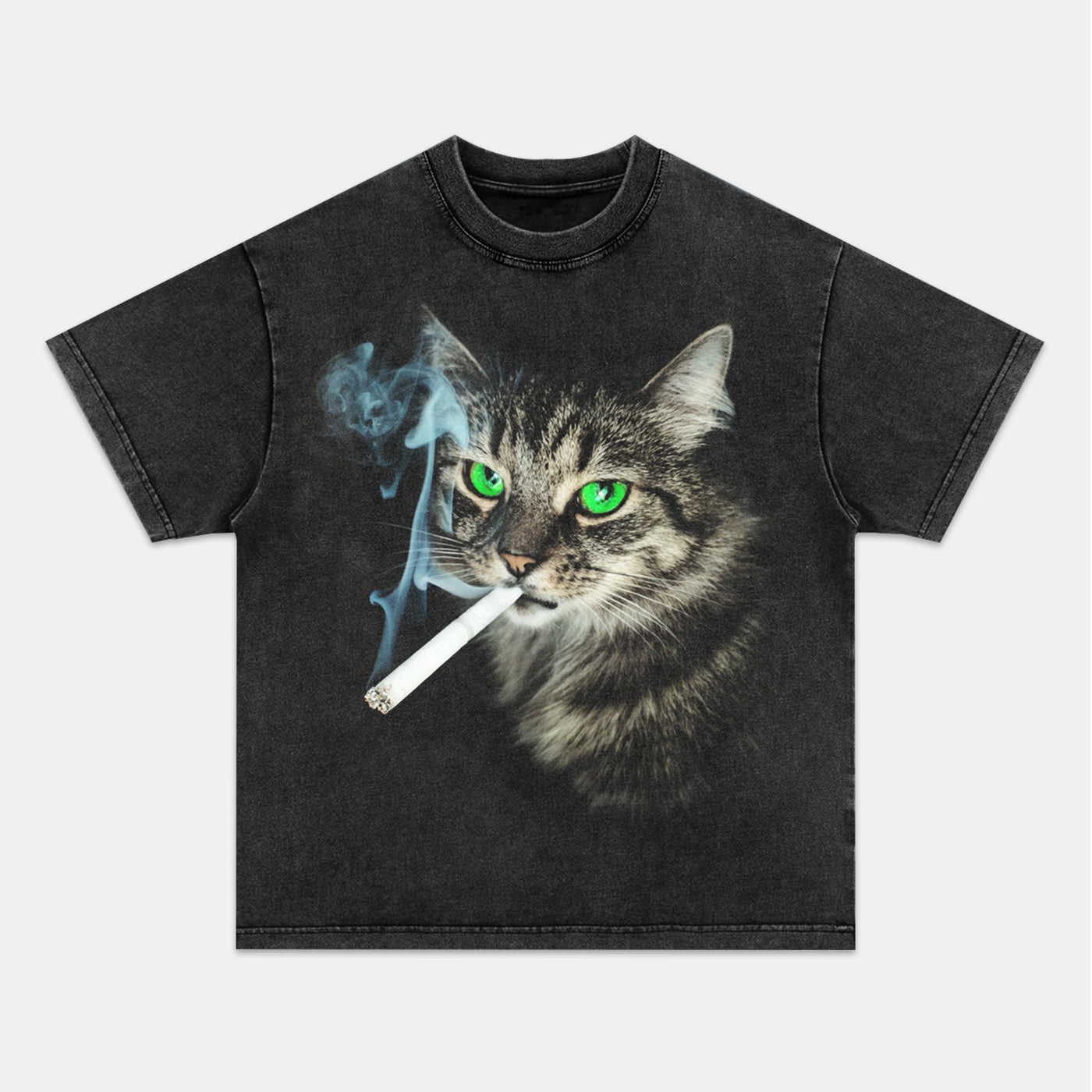 Retro Street Style Cyber Cat Vintage Graphic Tee — product image 1