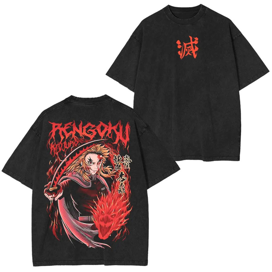Kyojuro Rengoku Demon Slayer Oversized Graphic Tee — product image 1