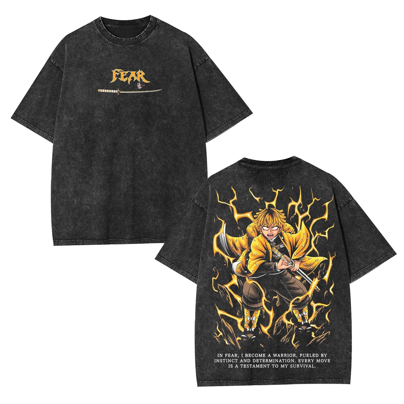 Zenitsu Thunder Breathing Demon Slayer Vintage Washed Graphic Tee — product image 1
