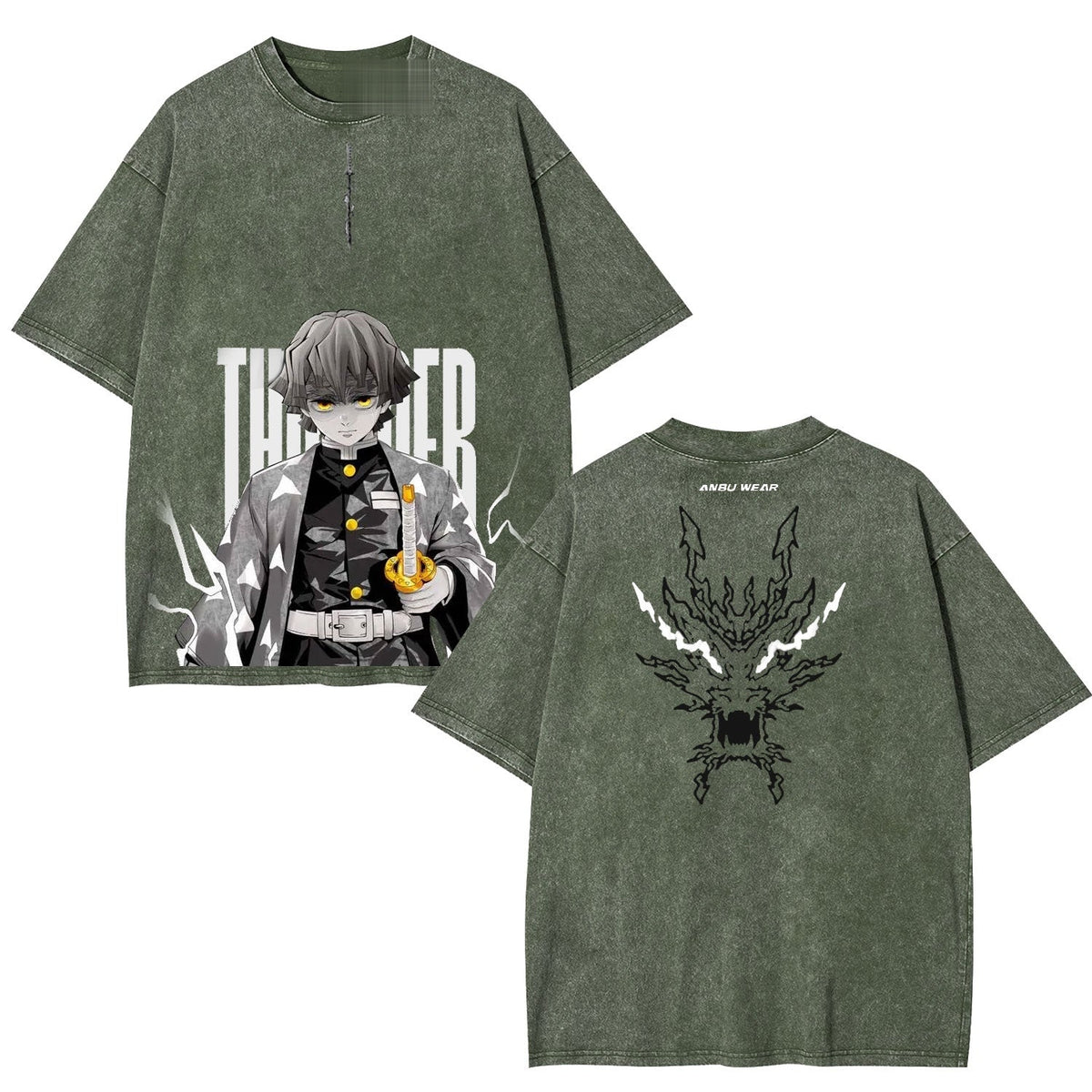 Zenitsu Demon Slayer Unisex Washed Graphic Tee — product image 2