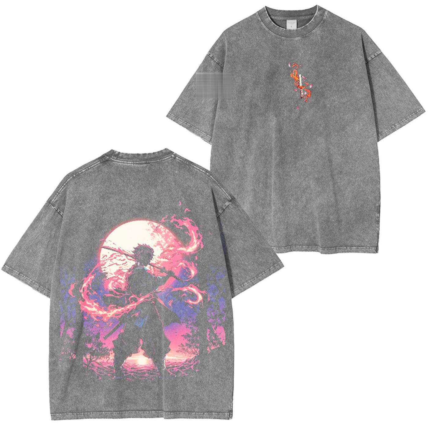 Kamado Tanjiro Sun Breathing Demon Slayer Vintage Washed Graphic Tee — product image 2