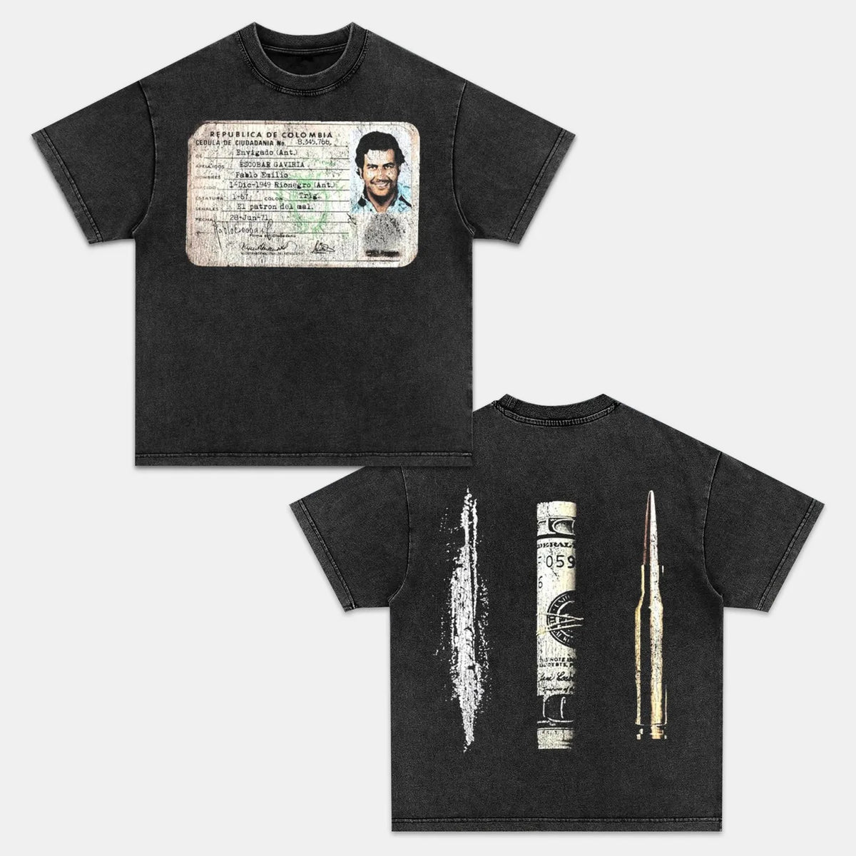 Pablo Escobar Narcos Icon Vintage Heavyweight Graphic T-Shirt — product image 2