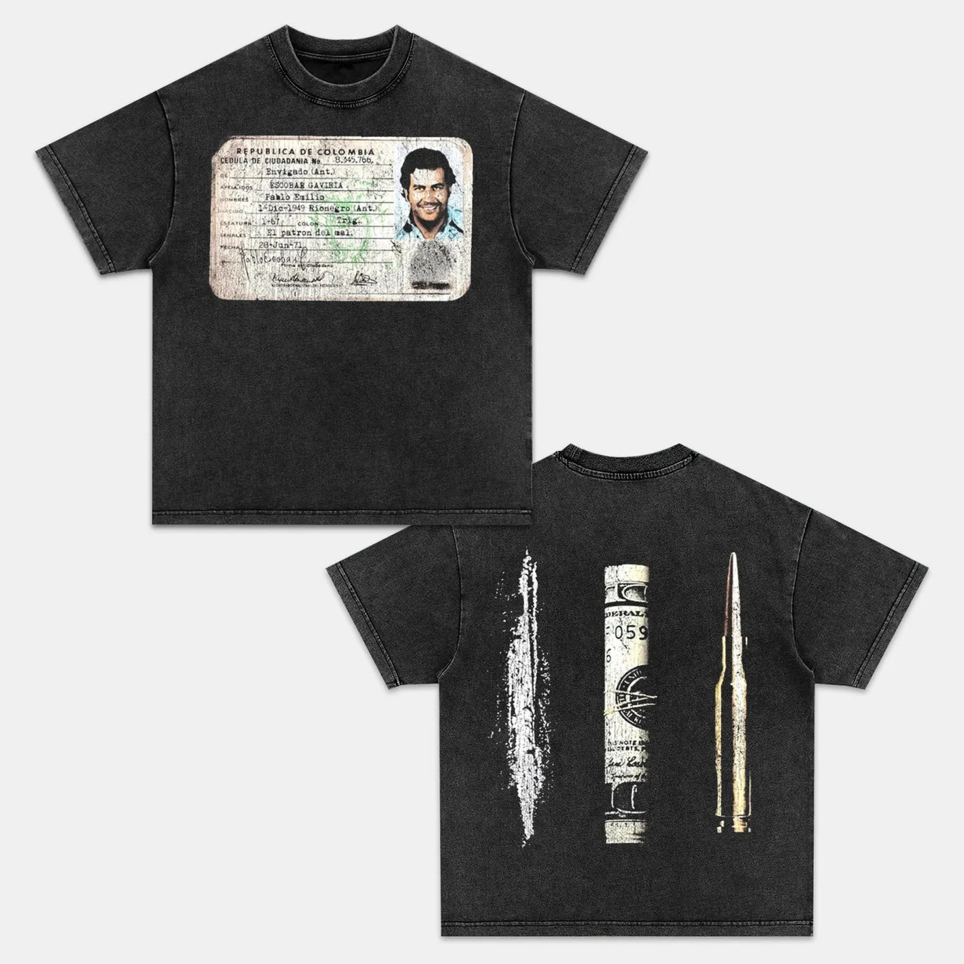Pablo Escobar Narcos Icon Vintage Heavyweight Graphic T-Shirt — product image 2