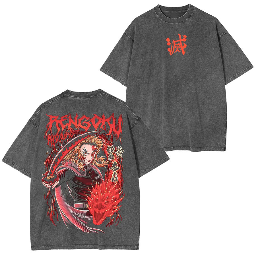 Kyojuro Rengoku Demon Slayer Oversized Graphic Tee — product image 2