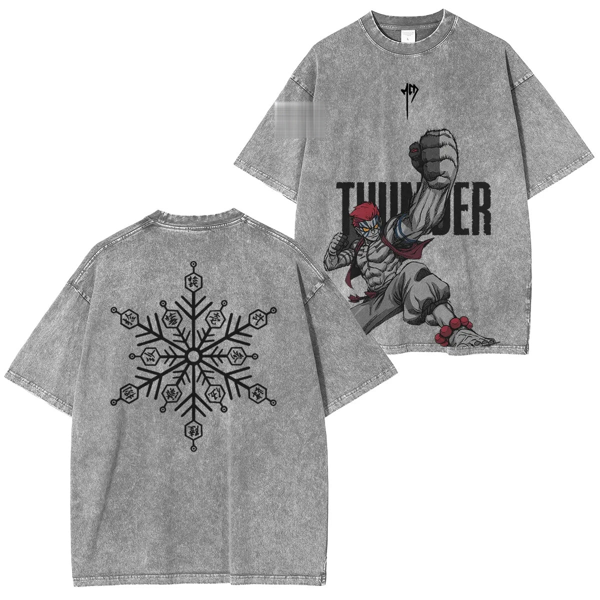 Akaza Upper Moon 3 Demon Slayer Vintage Heavyweight Graphic T-Shirt — product image 3