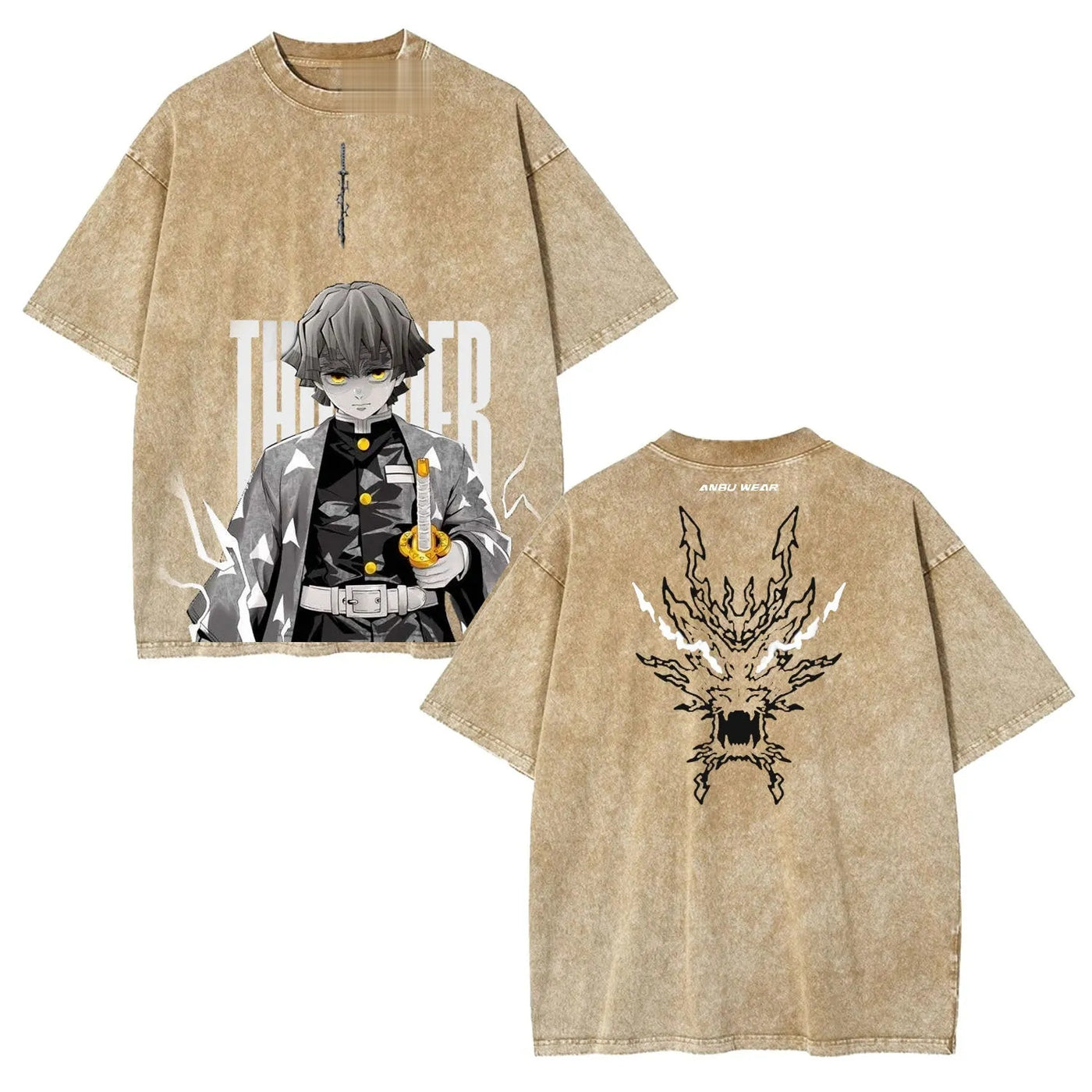 Zenitsu Demon Slayer Unisex Washed Graphic Tee — product image 3
