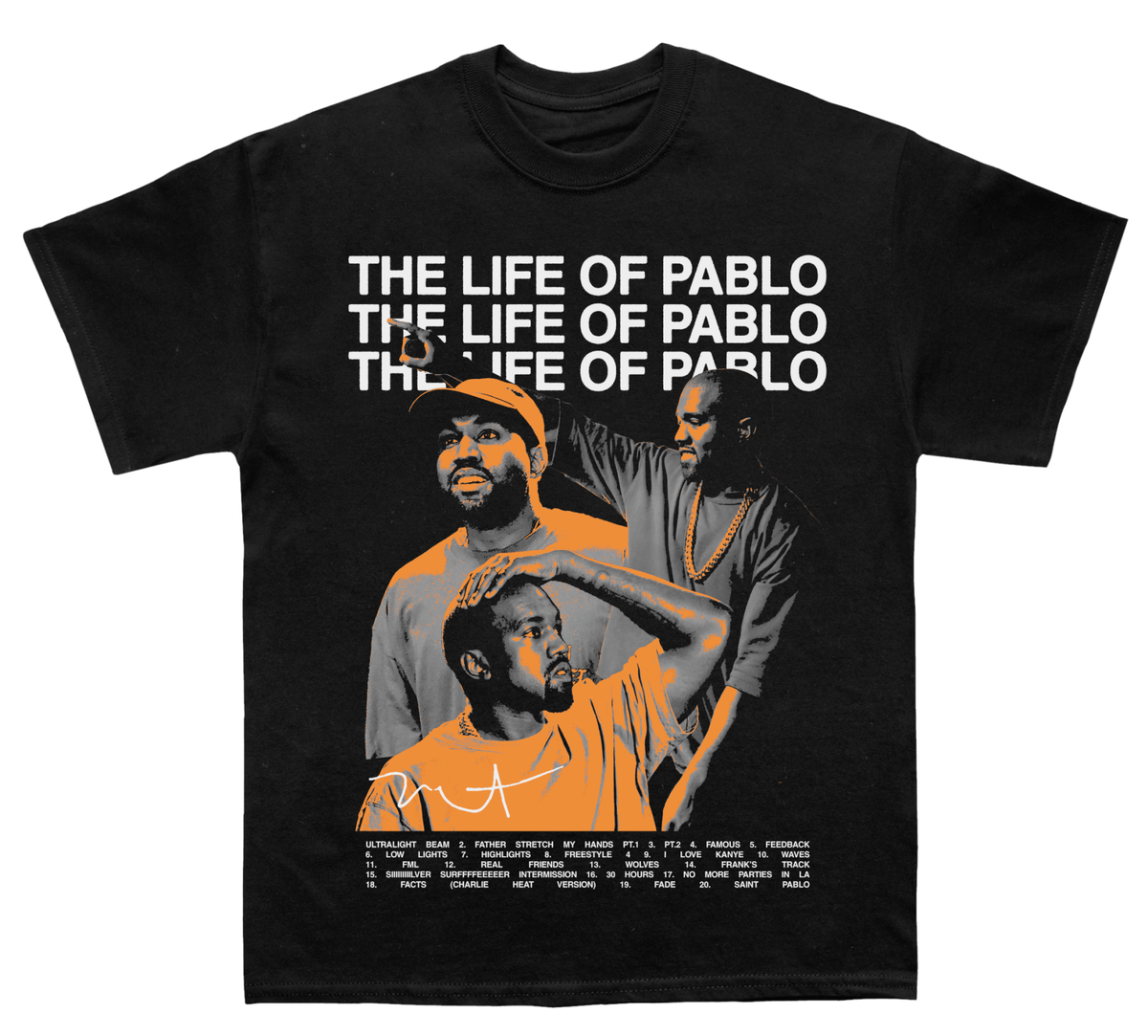 Kanye West "Life Of Pablo Album" Tee tribute tee in heavyweight cotton
