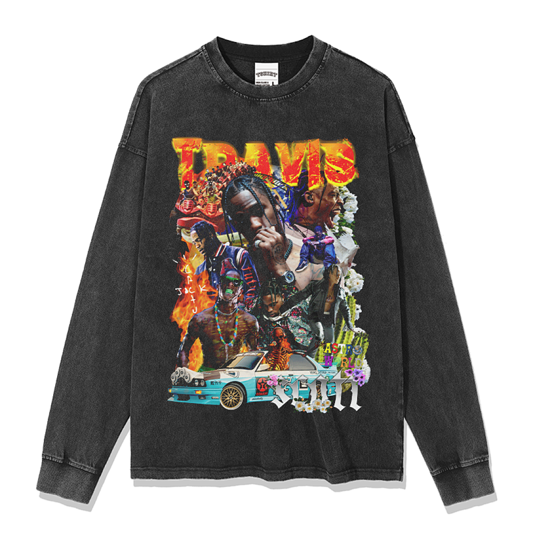 Travis Scott TS Design 7333 Sweatshirt - Washed Black