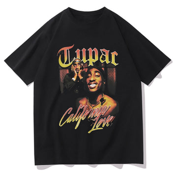 Rapper Tupac T Shirt Hip Hop Loose Oversized - 6ixmerchandise