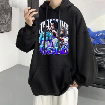 J Cole Crooked Smile Hoodies Oversized - 6ixmerchandise