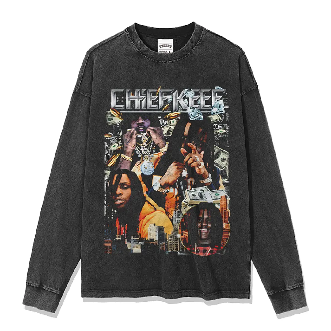 Chief Keef Design 7340 Sweatshirt - Washed Black