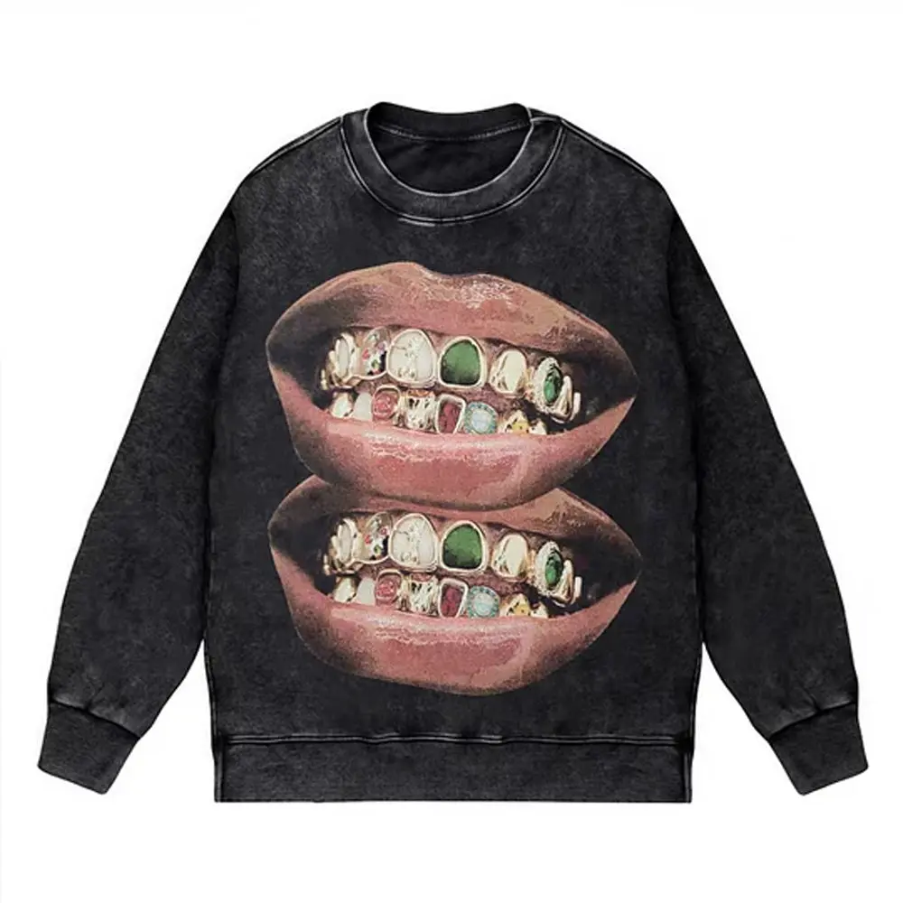 Exclusive Fashion Gold & Jade Grills Lip Print Tee - view 6