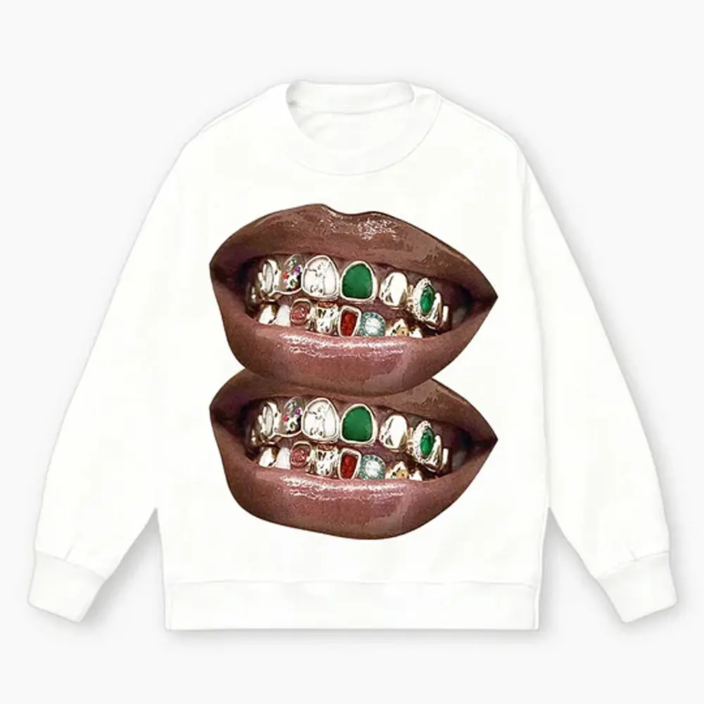 Exclusive Fashion Gold & Jade Grills Lip Print Tee - view 7