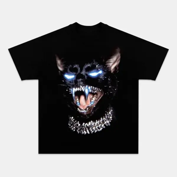 Glowing Eye Retro Cat Graphic Tee Fierce Street Style