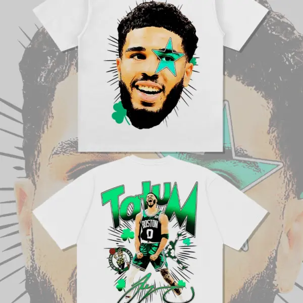 Jayson Tatum Tee NBA 2024 – White, Green Star Eye