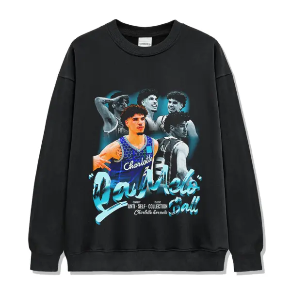 LaMelo Ball Sweatshirt NBA 2024 – Aqua Script Collage