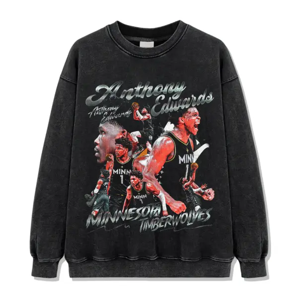 Anthony Edwards Sweatshirt NBA 2024 – Silver Script Red Collage