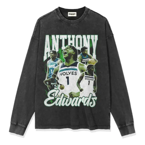 Anthony Edwards Sweatshirt NBA 2024 – Green Glow Wolves Collage
