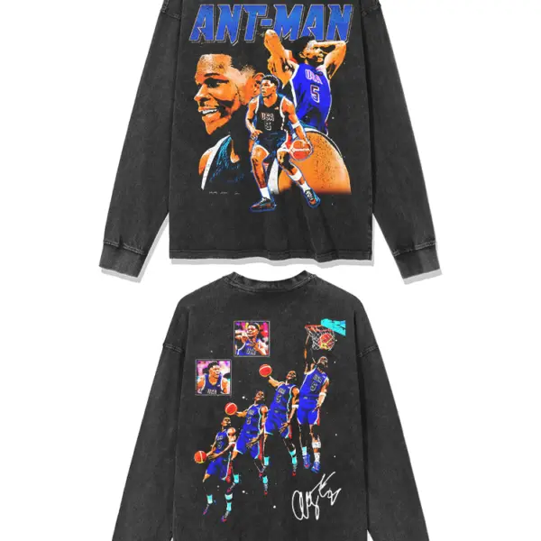 Anthony Edwards Sweatshirt NBA 2024 – Blue Ant-Man USA Collage