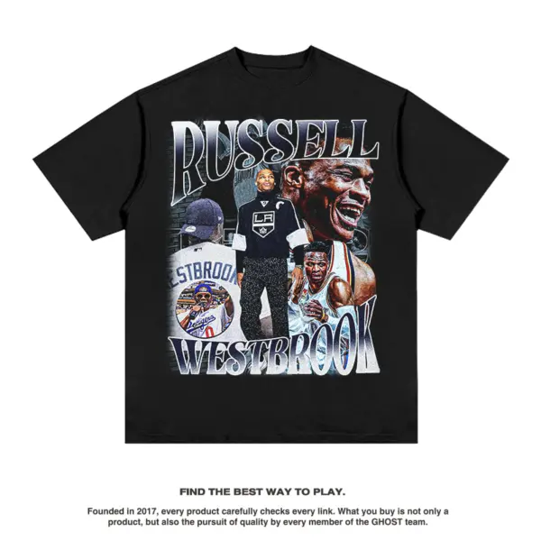 Russell Westbrook Tee – Silver Letter Photo Collage