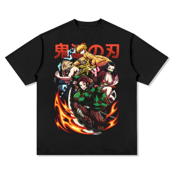 Demon Slayer Anime Tee – Red Kanji Full Colour Art
