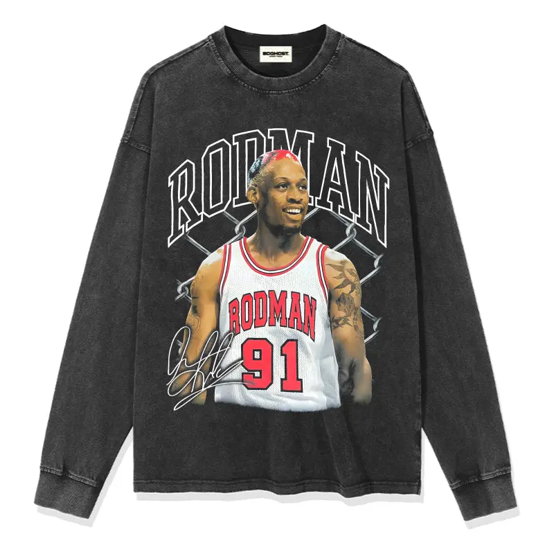 Dennis Rodman Sweatshirt NBA 2024 – Black Rodman 91 Jersey