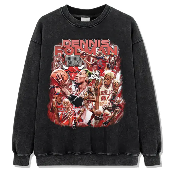 Dennis Rodman Sweatshirt NBA 2024 – Red Chicago Bulls Collage