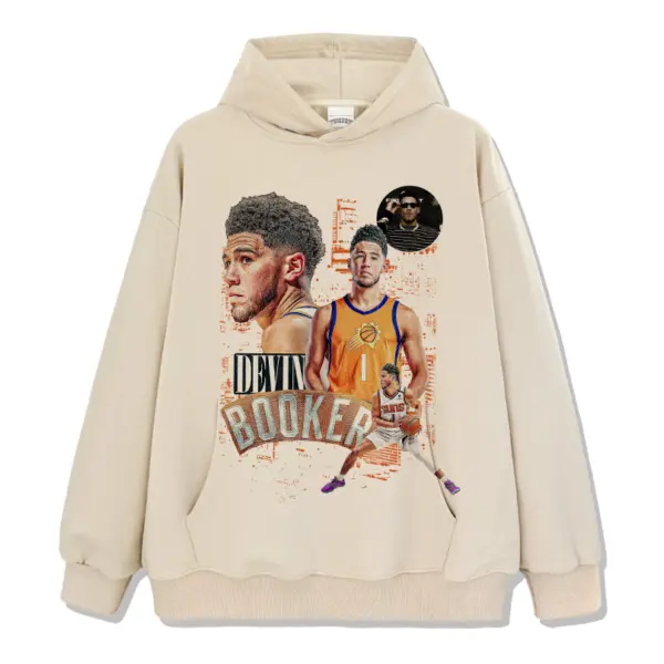Devin Booker Hoodie NBA – Orange Jersey Paint Splash
