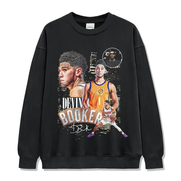 Devin Booker Sweatshirt NBA – Orange Jersey Paint Splash