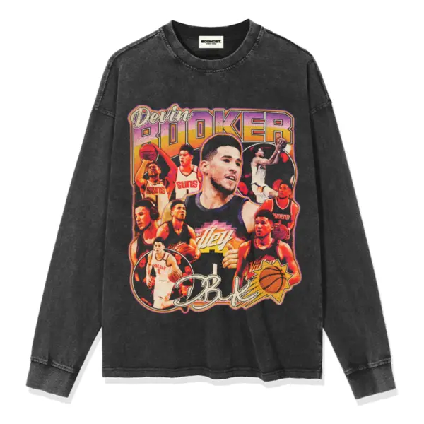 Devin Booker Sweatshirt NBA 2024 – Purple Orange Photo Collage