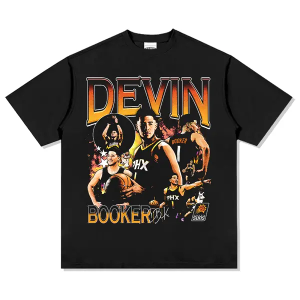 Devin Booker Tee NBA – Orange Gradient PHX Collage