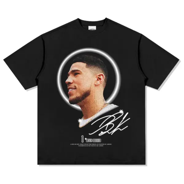 Devin Booker Tee NBA – White Halo Ring Portrait