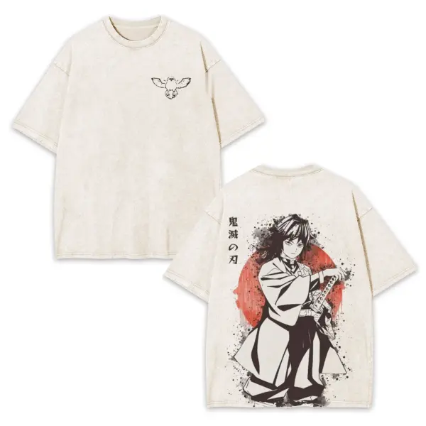 Giyu Tomioka Demon Slayer Graphic T-Shirt – Red Sun Ink Sketch