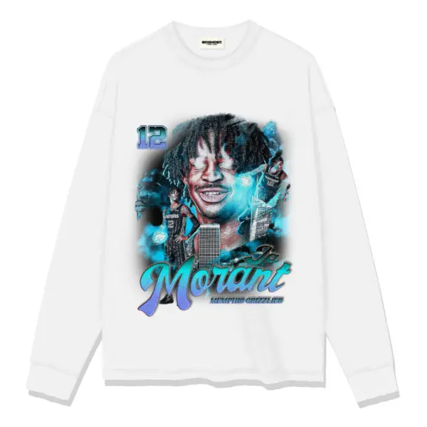 Ja Morant Sweatshirt NBA 2024 – Long Sleeve Blue Neon