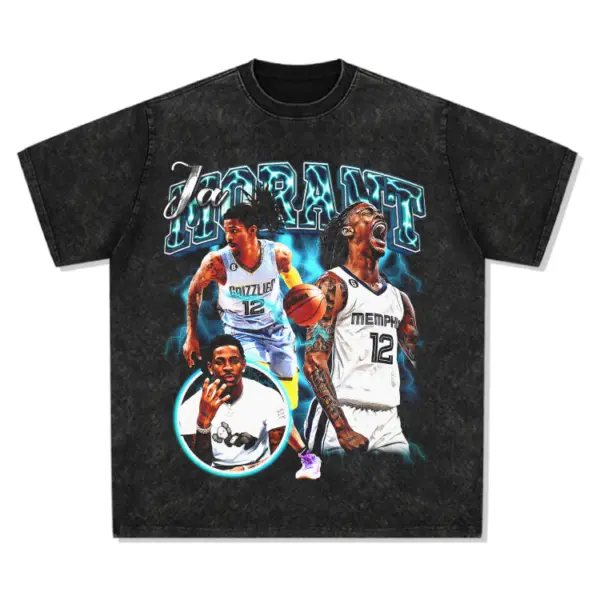 Ja Morant Tee NBA 2024 – Blue Chrome Action Collage