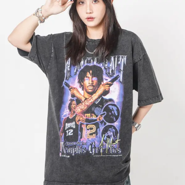 Ja Morant Tee NBA 2024 – Purple Crossed Arms Collage