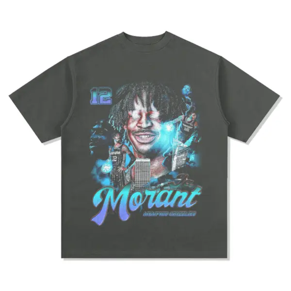 Ja Morant Tee NBA 2024 – Blue Neon Morant Script