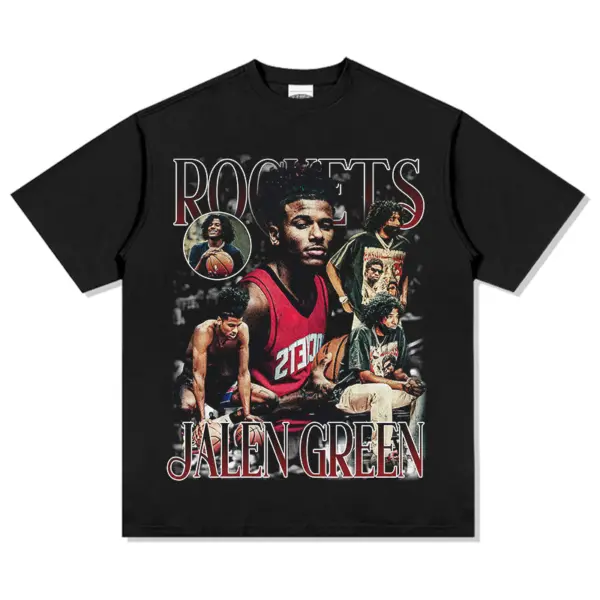 Jalen Green Tee NBA – Rockets Lettering Collage