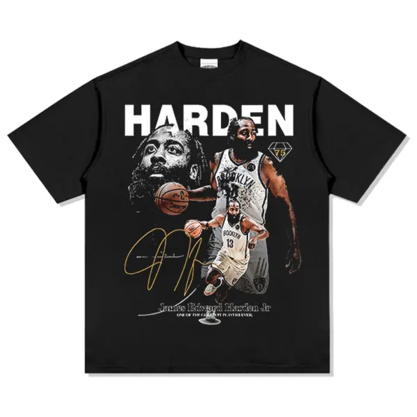 James Harden Tee NBA – White Harden Gold Signature