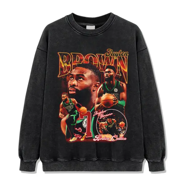 Jaylen Brown Sweatshirt NBA 2024 – Orange Flame Lettering