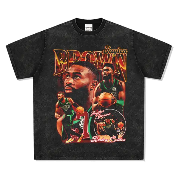Jaylen Brown Tee NBA 2024 – Orange Flame Lettering