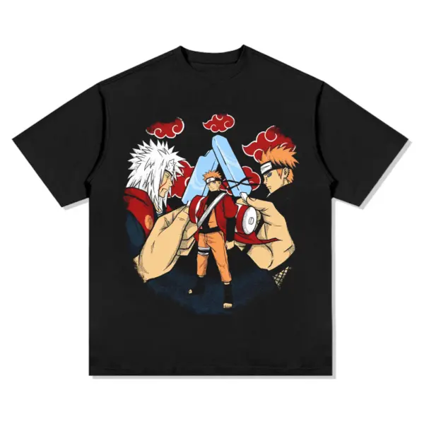 Jiraiya and Naruto Anime Tee – Red Cloud Standoff