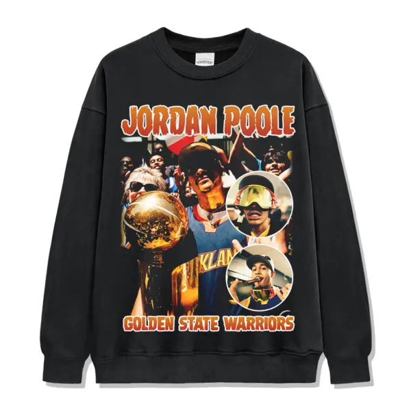 Jordan Poole Sweatshirt NBA – Orange Trophy Collage