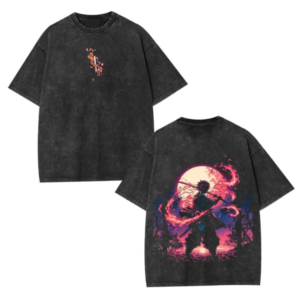 Kamado Tanjiro Sun Breathing Demon Slayer Vintage Washed Graphic Tee