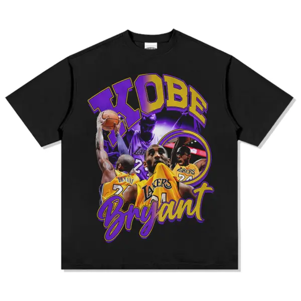 Kobe Bryant Tee NBA – Purple Script Letter Collage