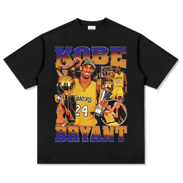 Kobe Bryant Tee NBA – Blue-Gold Letters, Trophies