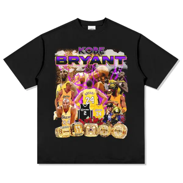 Kobe Bryant Tee NBA – Purple Letters, Five Rings
