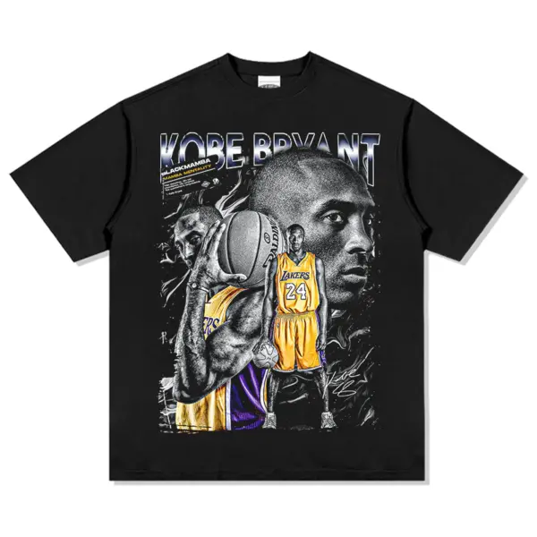 Kobe Bryant Tee NBA – Chrome Letters, Grey Portrait