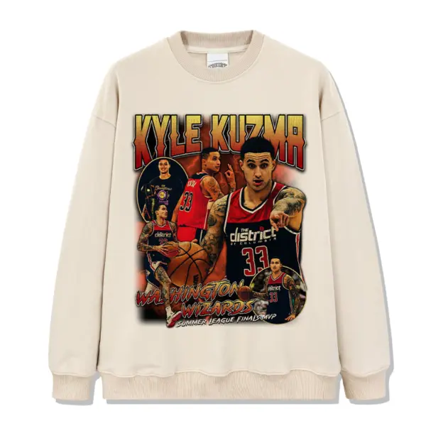 Kyle Kuzma Sweatshirt NBA 2024 – Orange Letters, Wizards 33